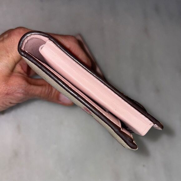 Coach Wallet Wristlet Floral Wildflower Saffiano Leather Phone Case Clutch Pink - Picture 8 of 16